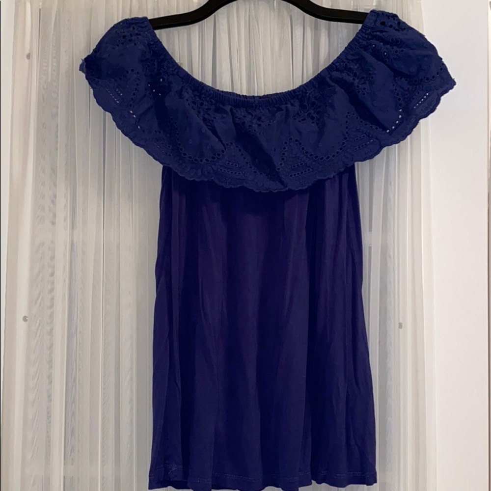 Blue off the shoulder top